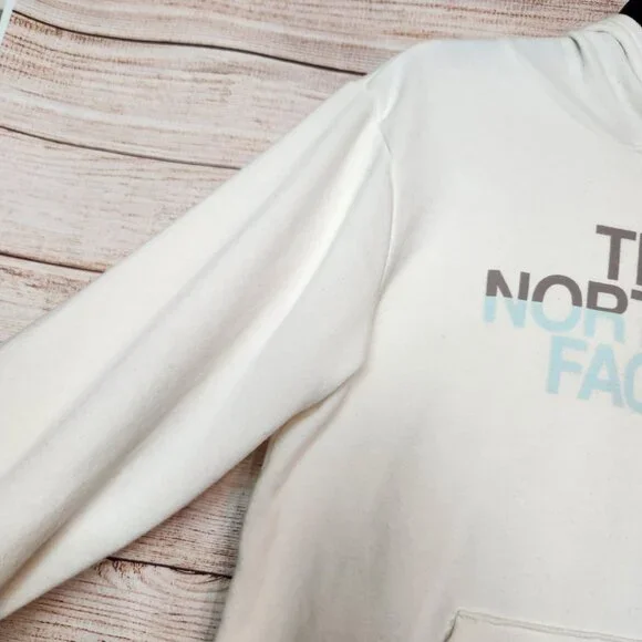 The North Face Half Dome Sweatshirt Hoodie Pullover Size L Ivory Pink Blue Women - Picture 3 of 16